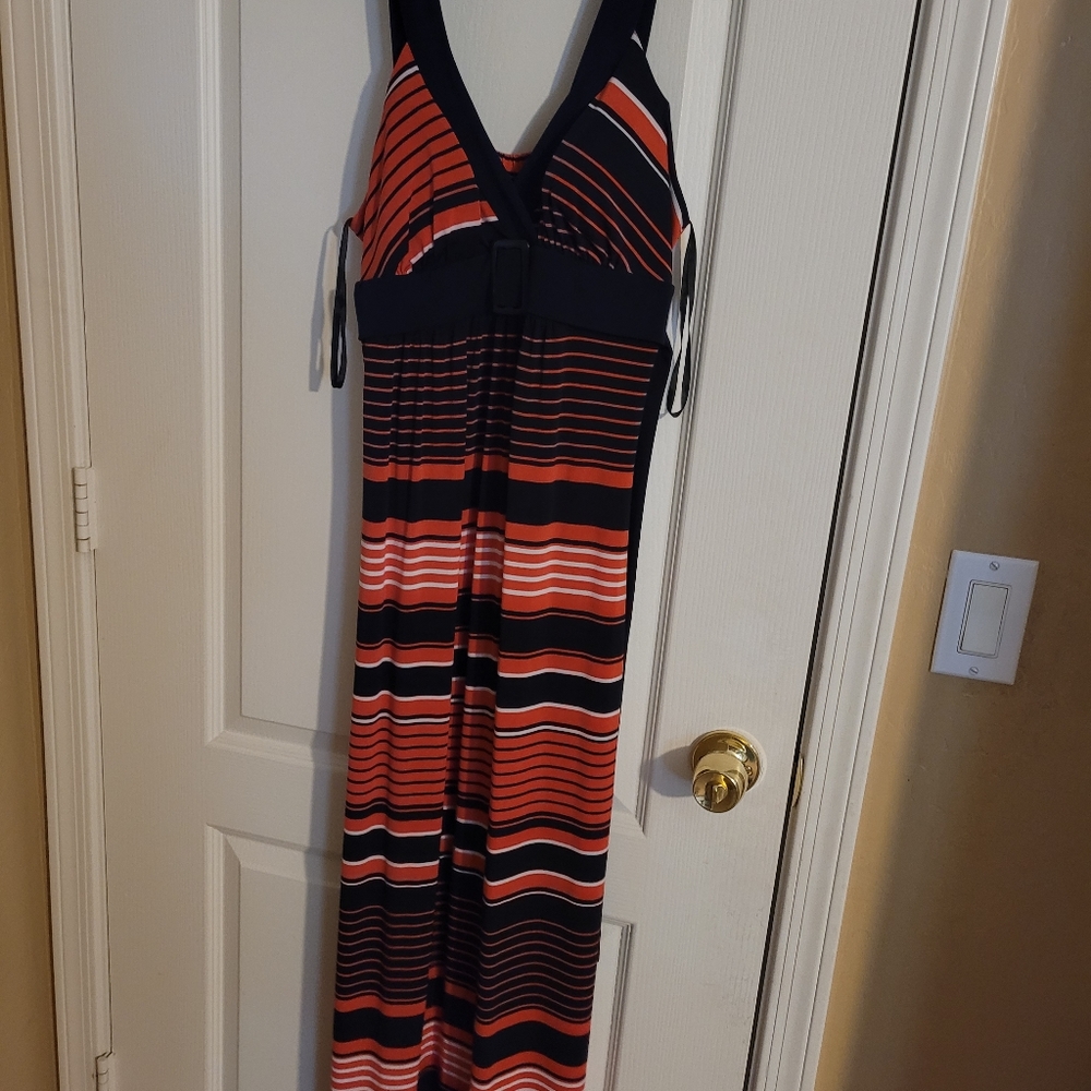 Long stripped dress.